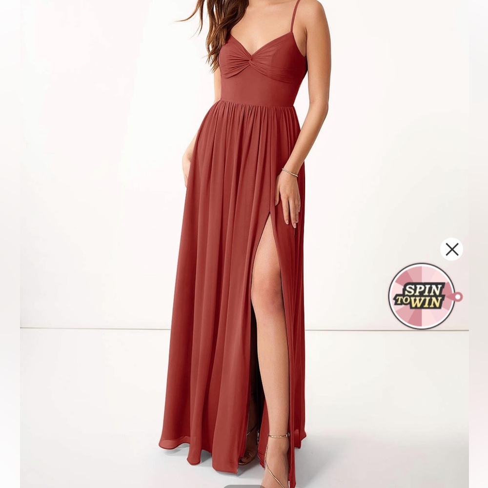 AZAZIE ZEYA- A-Line Pleated Chiffon Floor-Length Dress